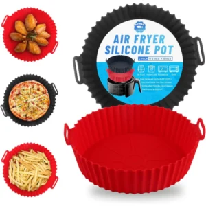 KIT 1/2/3 Forma De Silicone Para Air Fryer Forno Microondas Fritadeira Assadeira – Reutilizável Antiaderente Flexível