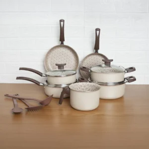 Jogo de Panelas Antiaderente 10 Peças com Utensílios e Frigideiras para Cozinha Completa