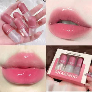 Kit De Esmalte Labial Water Gloss, 3 Peças , Hidratante De Longa Duração , Bálsamo , Linha Repair , Copo Antiaderente