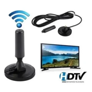 Antena Digital Amplificada Interna e Externa 1.5-5 Metros Base Imã Prova d'água 4DBI HDTV/UHF/VHF