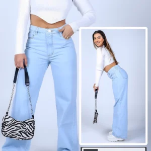CALÇA JEANS WIDE LEG JEANS PANTALONA BOCA LARGA PREMIUM