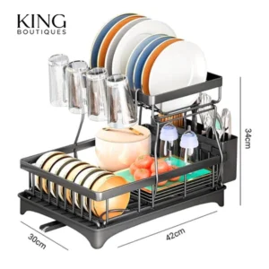 Escorredor De Louça 2 Em 1 Decoteam 2 Níveis E Ralo Ajustáve